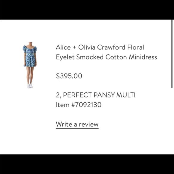 ALICE + OLIVIA Crawford Floral Eyelet Smocked Cotton Minidress
size 2 - Picture 3 of 5